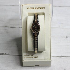 Embassy Women's Vintage Quartz Wrist Watch Black Gold Tone Needs Battery